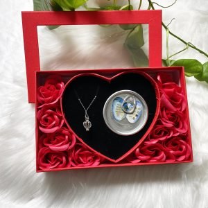 romantic gift box with necklace & soap roses